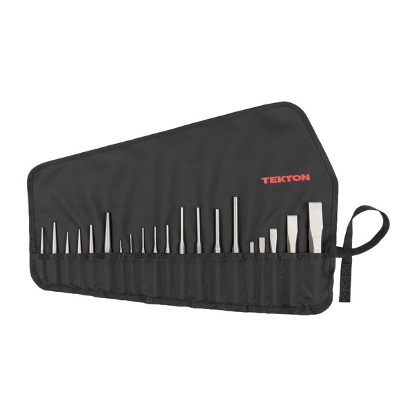 Tekton Punch and Chisel Set with Pouch, 20-Piece (Center, Solid, Pin, Chisel) PNC99101